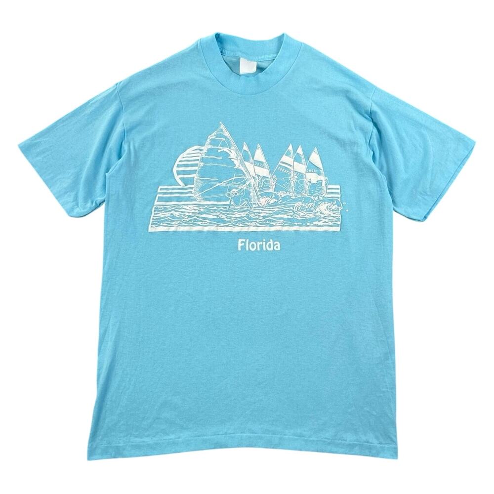 Vintage Genesis Florida Birds Graphic Tourist Tee Blue USA Single Stitch - L